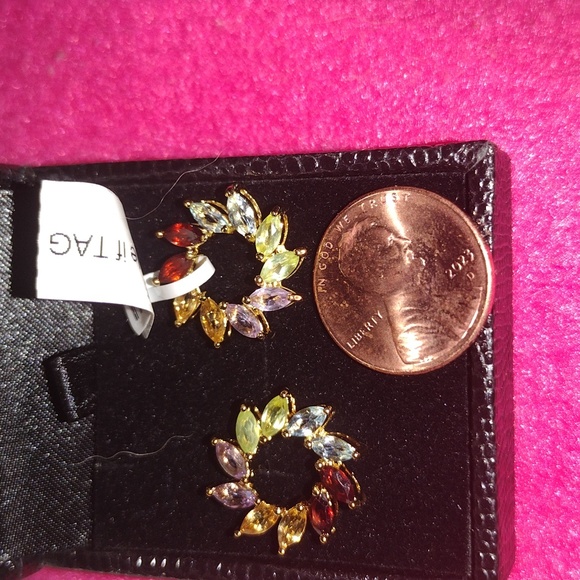 Multi gemstone post earrings - Picture 4 of 6